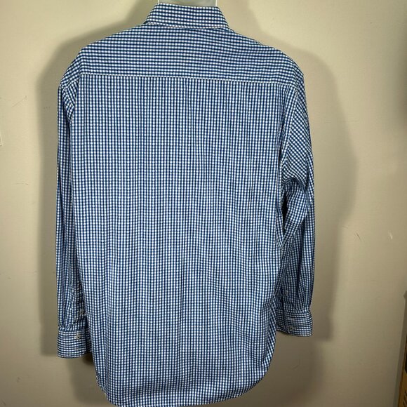 Robert Graham blue & white small plaids men dress shirt - Picture 7 of 8